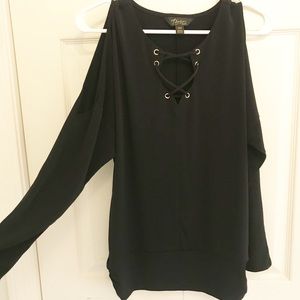 Black Cold Shoulder Top